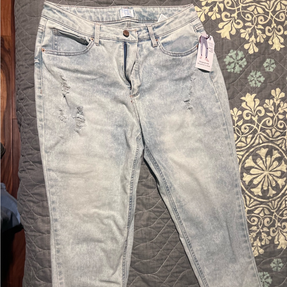 Time and Tru Light Wash Distressed Boyfriend Jeans